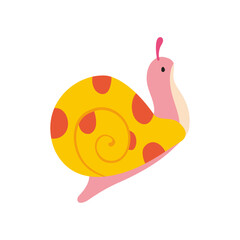 Whimsical Snail Illustration with Yellow Shell and Pink Body Art