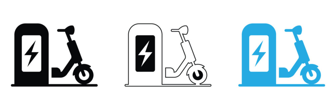 Electric scooters charging at a station, promoting eco friendly transportation and sustainable urban mobility with modern design for a greener future