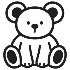 Cartoon Teddy Bear Illustration with Round Shapes and Thick Outlines