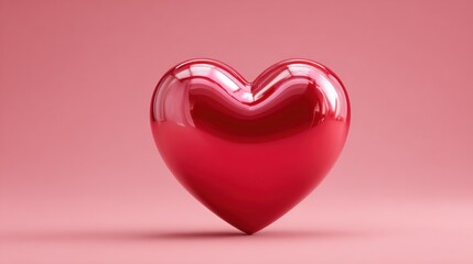 Glossy Pink Heart Sculpture for Valentine Romance, Love, and Romantic Decor &ndash; Modern Glassy 3D Symbol of Affection, Gift, and Centerpiece for Celebrations