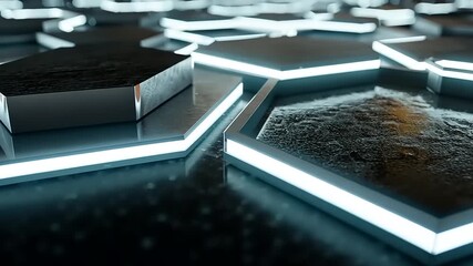 Futuristic Hexagonal Grid with Glowing Edges Creates a Mesmerizing Abstract Animation - Powered by Adobe