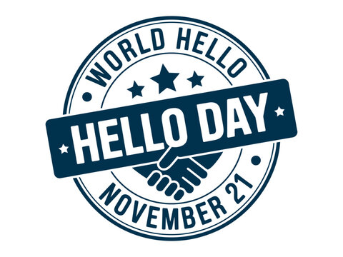 World Hello Day is celebrated on November 21st with a handshake symbol.