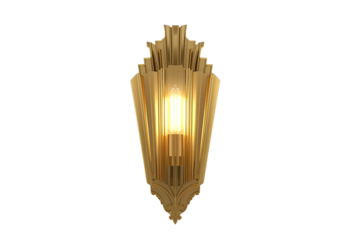 Art deco brass wall sconce light with elegant vintage style design.