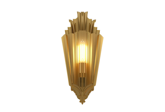 Art deco brass wall sconce light with elegant vintage style design.