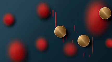 Stacked coins symbolize financial growth while a rising chart suggests an upward trend in market performance in a workspace