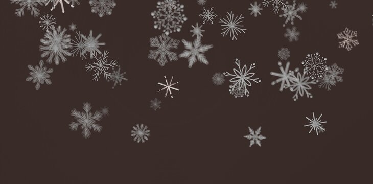 Abstract winter image featuring falling snowflakes against a brown background, ideal for seasonal themes, holiday designs, a - Powered by Adobe