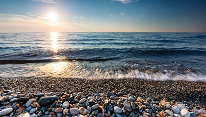 Pebbles And Water On The Sea Shore