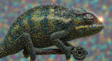Chameleon's Detailed Texturized Portrait An Eye-Catching Digital Illustration