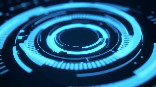 Rotating HUD element glows on black background. Interface graphic use