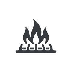 Gas stove burner with flames icon