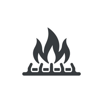 Gas stove burner with flames icon