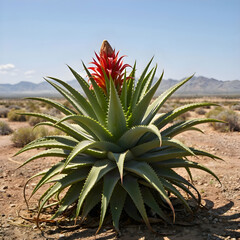 Aloe vera with red flowers