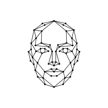 Geometric wireframe of a human face