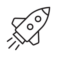 Rocket Launch Line Icon – Sleek Outline Emblem of Startup Lift-Off, Acceleration, and Forward Growth.
