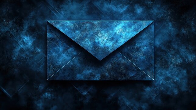A blue envelope stands out in darkness, suggesting hidden messages and secrets