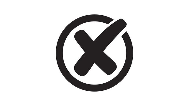 Hand-drawn cross mark animation with a distressed, rough texture, an artistic graphic for indicating failure or incorrectness.
