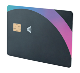 Blank bank card with contactless payment chip, isolated on transparent background. Perfect template for design, branding, finance concepts, and digital payment projects