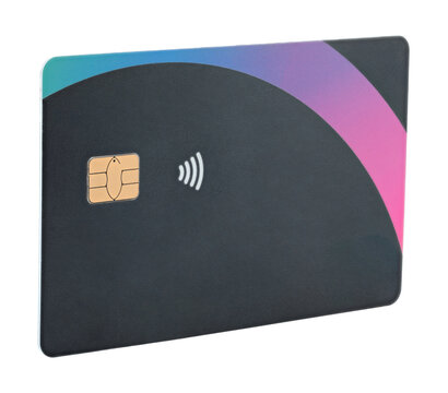 Blank bank card with contactless payment chip, isolated on transparent background. Perfect template for design, branding, finance concepts, and digital payment projects