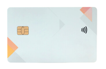 Blank bank card with contactless payment chip, isolated on transparent background. Perfect template for design, branding, finance concepts, and digital payment projects