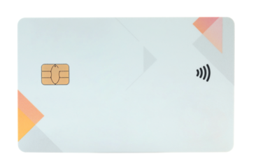 Blank bank card with contactless payment chip, isolated on transparent background. Perfect template for design, branding, finance concepts, and digital payment projects