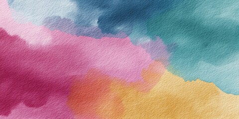 Abstract watercolor illustration featuring vibrant hues of pink, blue, green, and yellow blending seamlessly, creating a dynamic and artistic background for creative projects and visual storytelling