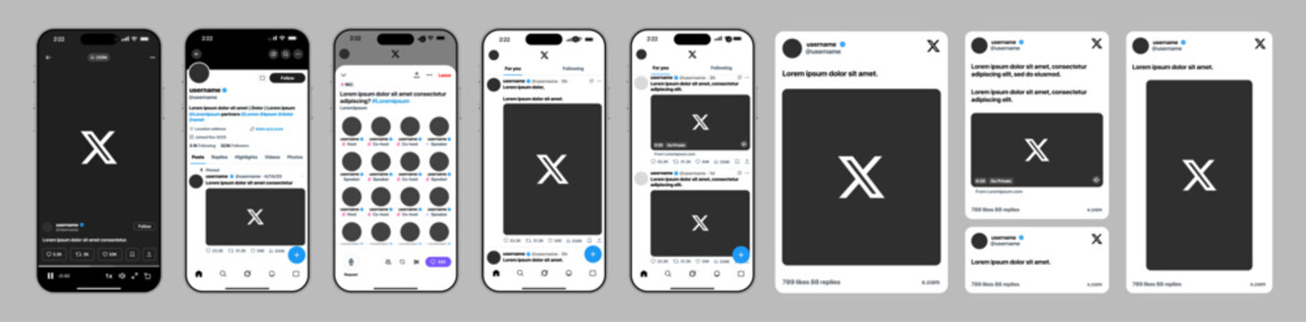 X Twitter advanced interface showing streamlined tweet feed profile panel reply thread repost actions messages alerts trends search media tools in a clean modern social layout vector illustration