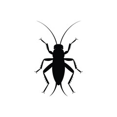 Black silhouette of a cricket on a white background © tarek