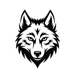 Naklejka premium Wolf head isolated on, a symbol of wilderness and strength, featuring a detailed and fierce expression, perfect for logos and designs