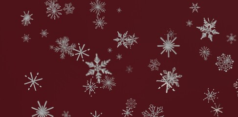 Abstract snowflake pattern on maroon backdrop, perfect for Christmas, winter, and festive holiday design projects. Ideal for