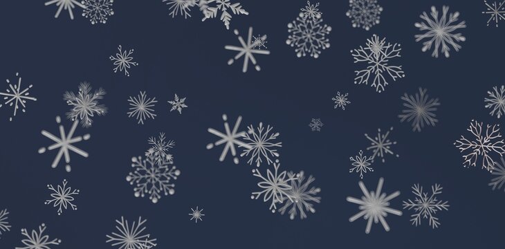 Abstract winter background with falling snowflakes. Festive and holiday themed design for Christmas or New Year.  Wintery, c