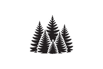 Blue Spruce Landscaping tree vector silhouettes black image.