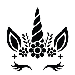 Unicorn face with flower isolated on, a magical design for kids, perfect for tshirts, mugs, cards, and other creative projects, vector illustration