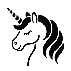 Unicorn head with closed eyes isolated on, a serene and dreamy depiction of the mythical creature, symbolizing magic and wonder