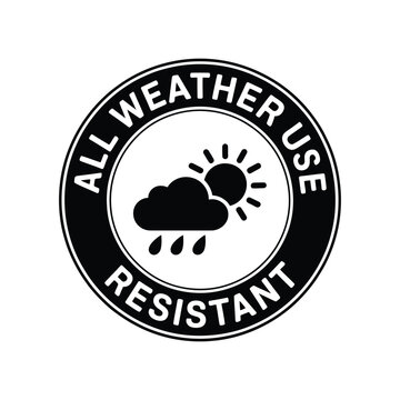 All weather use resistant symbol with sun and rain