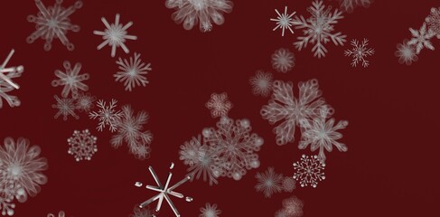 Abstract winter background with falling snowflakes. Beautiful maroon backdrop perfect for Christmas, New Year, festive desig
