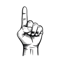 Hand drawn illustration of a hand pointing upwards, isolated on the sketch is detailed and expressive, with a focus on the hands gesture and form