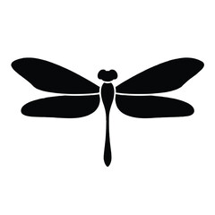 Silhouette of a dragonfly with intricate wings, isolated on the design is simple yet elegant, showcasing the dragonflys unique form and grace