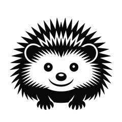 Cute hedgehog face with spiky fur and a smiling expression, a charming animal illustration, isolated on