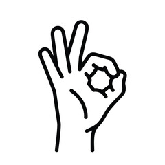 Illustration of an okay hand gesture, a symbol of approval, agreement, or satisfaction, isolated on a simple, minimalist design