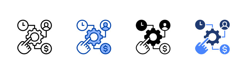 Resource Allocation icon set multiple style collection