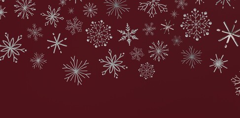 Stunning winter wallpaper with detailed silver snowflakes set against a rich burgundy backdrop, ideal for seasonal greetings