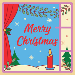 Merry Christmas text, lettering for greeting cards, banners, posters, isolated vector illustration
