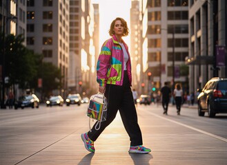 young woman walking on the street