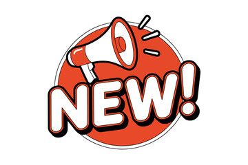 Announcing something new with a megaphone and bold lettering for emphasis.