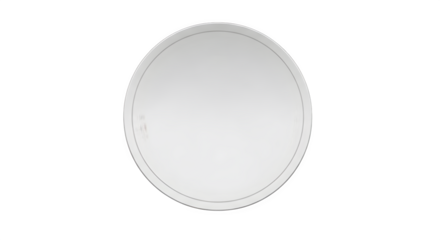 Blank white circular plate isolated on transparent background