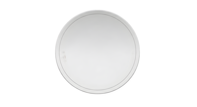 Blank white circular plate isolated on transparent background