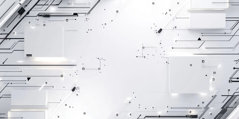 White minimalist background with glowing black lines and geometric symmetry