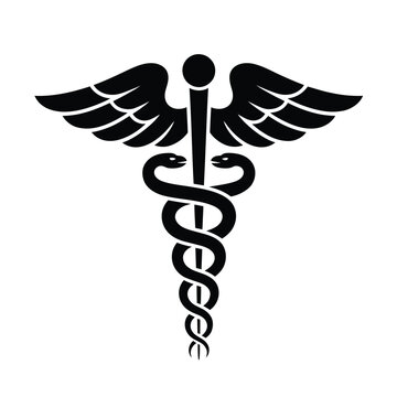 Illustration of caduceus isolated on, a symbol of medicine and healthcare, representing healing, knowledge, and the medical profession in a simple line art style
