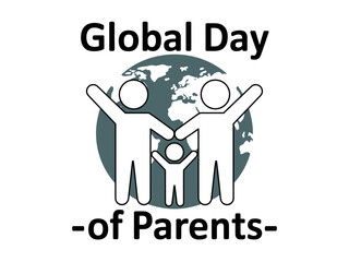 The Global Day of Parents is celebrated with a stylized family embracing beneath a representation of Earth.