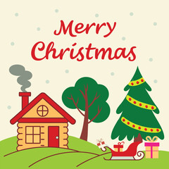 Merry Christmas text, lettering for greeting cards, banners, posters, isolated vector illustration